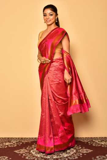 Arihant Rai Sinha Pink Tear Drop Woven Saree Online at Aza Fashions Arihant Rai Sinha_Pink Tear Drop Woven Saree_Online_at_Aza_Fashions