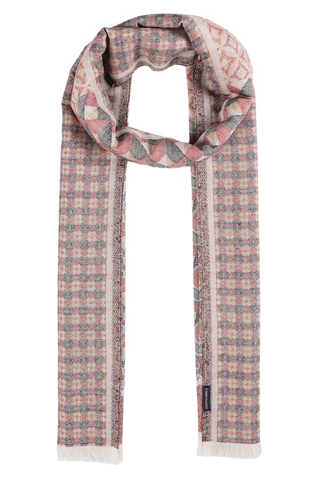 Buy_Shingora_Maroon Woven Floral Stole _Online_at_Aza_Fashions