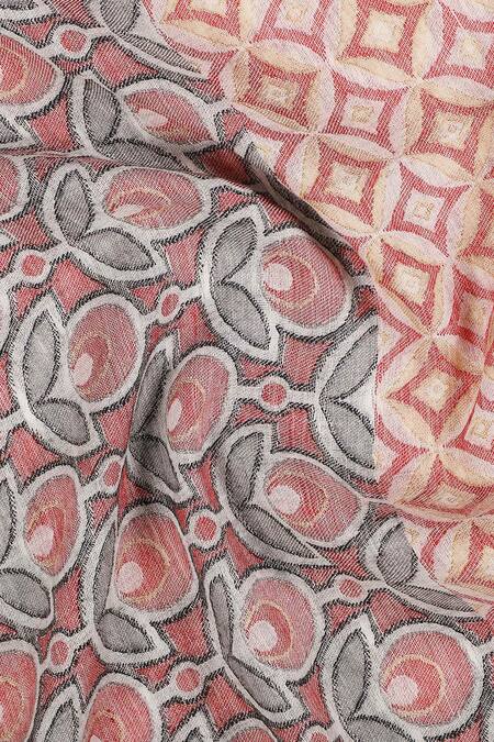 Shop_Shingora_Maroon Woven Floral Stole _Online_at_Aza_Fashions