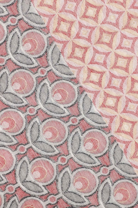 Shingora_Maroon Woven Floral Stole _at_Aza_Fashions