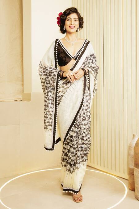 Buy Saksham & Neharicka Black Chanderi Abstract Printed Saree Online at Aza Fashions Buy_Saksham & Neharicka_Black Chanderi Abstract Printed Saree _Online_at_Aza_Fashions