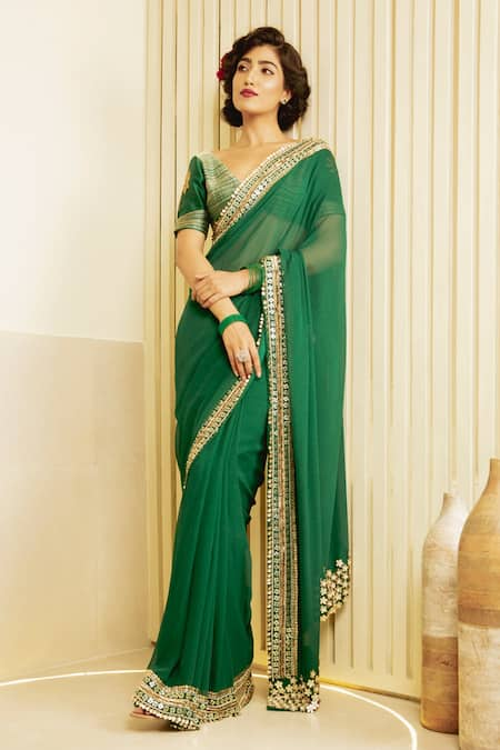 SAKSHAM & NEHARICKA Chanderi Metallic Border Saree 