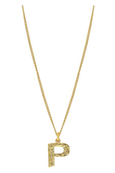 Script P Initial Necklace in 14k Yellow Gold