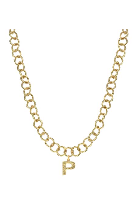 Gnoce Personalized Customizable Letter P 18k Gold Plated Adjustable Necklace  - Gnoce.com
