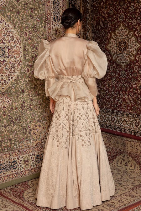 Ankur J Oat Nut Jacket & Lehenga Set 