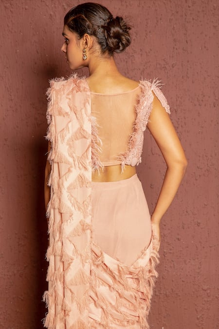 Ankur J Angel Pre-Draped Saree With Blouse 