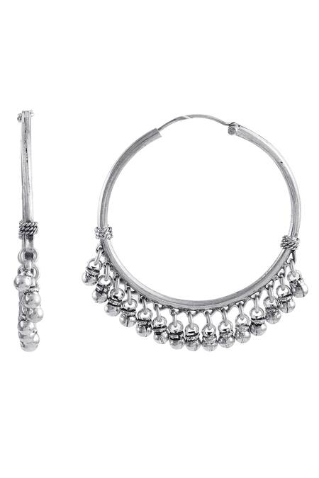 Palace Of Silver_Silver Plated Handcrafted Ghungroo Drop Earrings_Online_at_Aza_Fashions