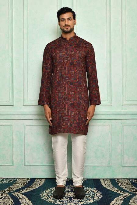 Adara Khan_Multi Color Soft Cotton Geometric Pattern Kurta_Online_at_Aza_Fashions