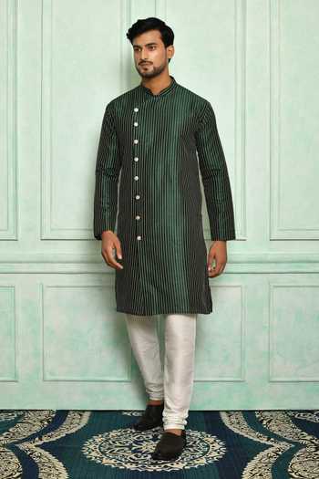 Adara Khan Linear Pattern Asymmetric Placket Kurta & Churidar 