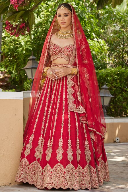 Nitika Gujral Raw Silk Embroidered Bridal Lehenga Set 