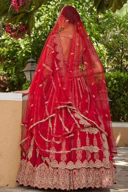 Nitika Gujral Raw Silk Embroidered Bridal Lehenga Set 