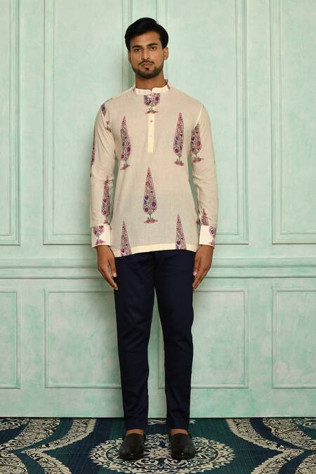 Buy Pranay Baidya Blue Malai Cotton Straight-fit Pant Online at Aza Fashions Buy_Pranay Baidya_Blue Malai Cotton Straight-fit Pant _Online_at_Aza_Fashions