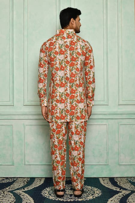 Buy Pranay Baidya Peach , Malai Floral Print Kurta Set Online at Aza Fashions Buy_Pranay Baidya_Peach , Malai Floral Print Kurta Set _Online_at_Aza_Fashions