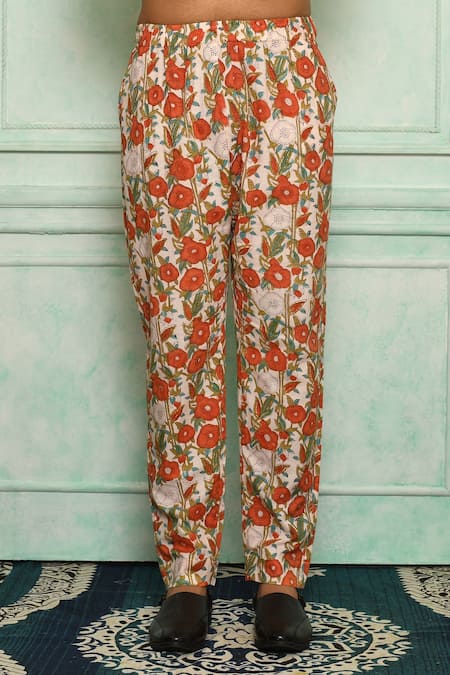 Pranay Baidya Peach , Malai Floral Print Kurta Set at Aza Fashions Pranay Baidya_Peach , Malai Floral Print Kurta Set _at_Aza_Fashions