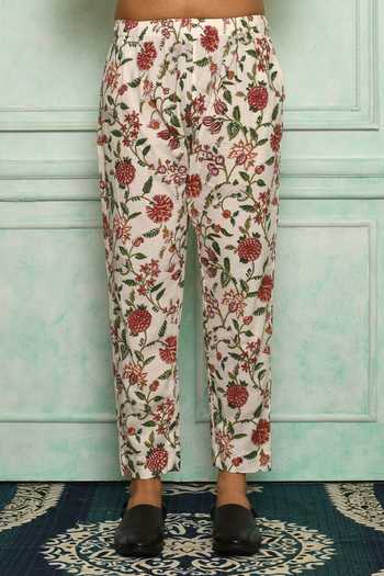 Pranay Baidya_White Cotton Printed Jaali Shirt And Pant Set _at_Aza_Fashions