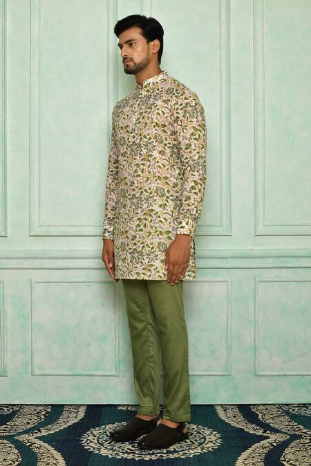 Pranay Baidya White , Malai Floral Print Kurta Set Online at Aza Fashions Pranay Baidya_White , Malai Floral Print Kurta Set _Online_at_Aza_Fashions