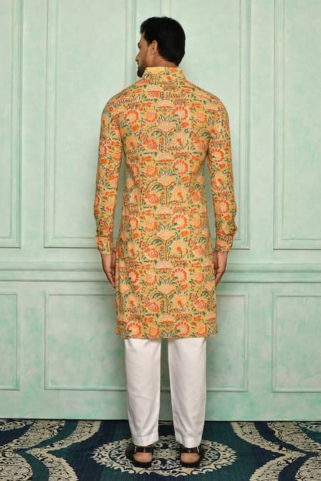 Shop Pranay Baidya Multi Color , Malai Floral Print Kurta Set at Aza Fashions Shop_Pranay Baidya_Multi Color , Malai Floral Print Kurta Set _at_Aza_Fashions
