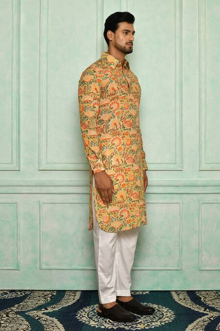 Pranay Baidya Multi Color , Malai Floral Print Kurta Set Online at Aza Fashions Pranay Baidya_Multi Color , Malai Floral Print Kurta Set _Online_at_Aza_Fashions