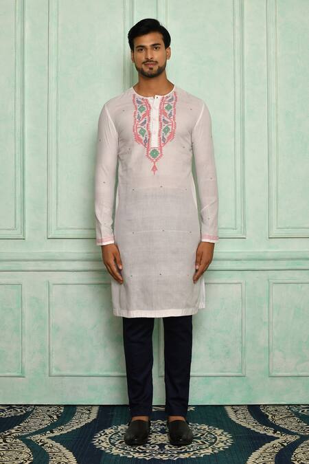 Buy Pranay Baidya White Jamdani, Malai Geometric Pattern Kurta Set Online at Aza Fashions Buy_Pranay Baidya_White Jamdani, Malai Geometric Pattern Kurta Set _Online_at_Aza_Fashions