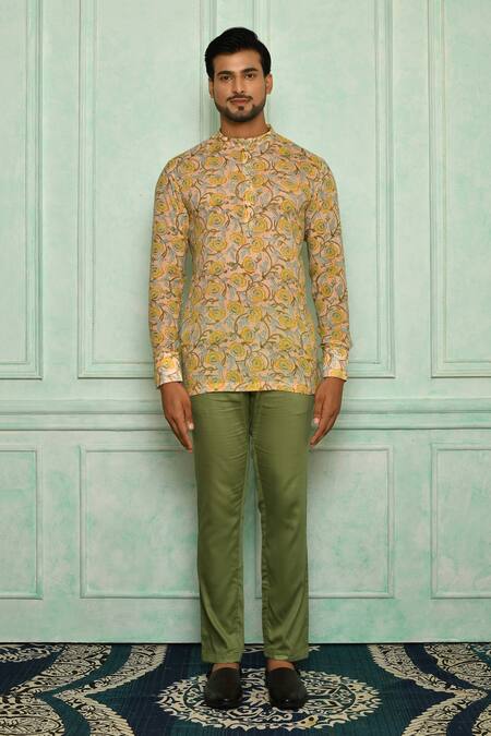 Buy Pranay Baidya Beige , Malai Floral Print Short Kurta Set Online at Aza Fashions Buy_Pranay Baidya_Beige , Malai Floral Print Short Kurta Set _Online_at_Aza_Fashions