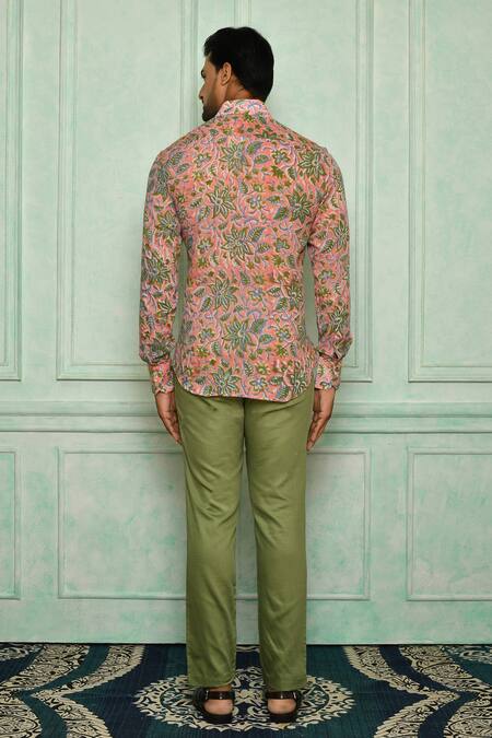 Buy Pranay Baidya Orange , Malai Floral Print Shirt And Pant Set Online at Aza Fashions Buy_Pranay Baidya_Orange , Malai Floral Print Shirt And Pant Set _Online_at_Aza_Fashions