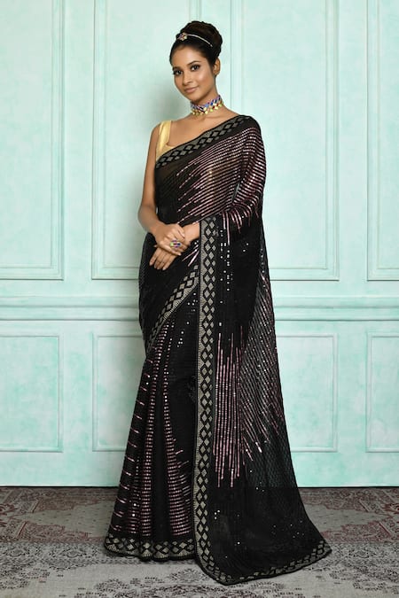 Buy Black Self Design Saree Online in India @Mohey - Saree for Women-sgquangbinhtourist.com.vn