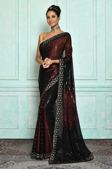 Buy Black Party Wear Sleeveless Sarees Online for Women in USA-sgquangbinhtourist.com.vn