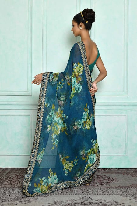 Naintara Bajaj Floral Printed Georgette Saree 