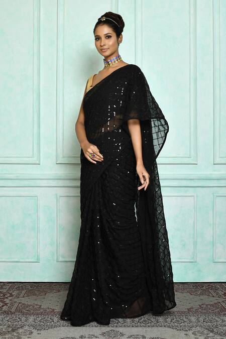 Shimmery Black Saree – House of Aynaa Private Limited