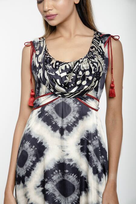 Shop Anmol Kakad Black Satin Tswana Cowl Neck Dress Online at Aza Fashions Shop_Anmol Kakad_Black Satin Tswana Cowl Neck Dress_Online_at_Aza_Fashions