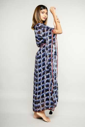 Anmol Kakad_Blue Abiba Geometric Pattern Kaftan Dress_Online_at_Aza_Fashions