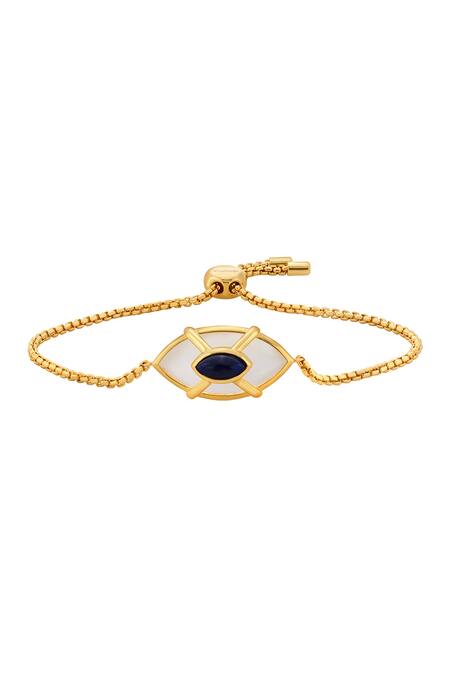 Isharya_Blue Rock Crystal Evil Eye Saphire Double Bracelet_Online_at_Aza_Fashions