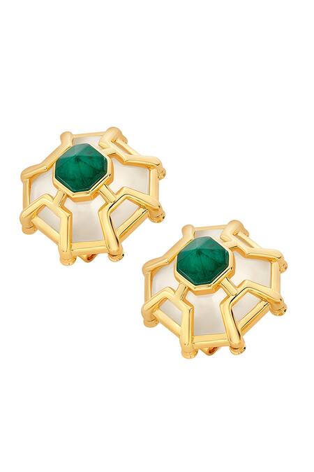 Isharya_Multi Color Rock Crystal Armour Doublet Statement Stud_Online_at_Aza_Fashions