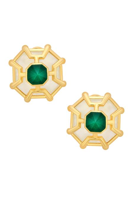 Buy_Isharya_Multi Color Rock Crystal Armour Doublet Statement Stud_Online_at_Aza_Fashions