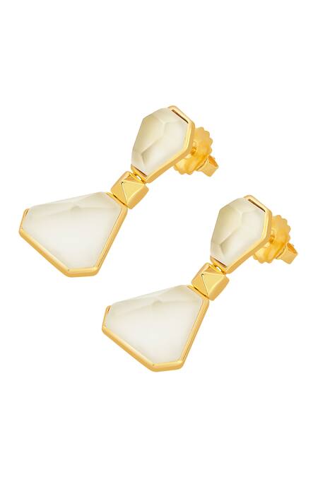 Isharya_White Rock Crystal Hourglass Earrings_Online_at_Aza_Fashions
