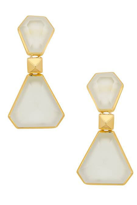 Buy_Isharya_White Rock Crystal Hourglass Earrings_Online_at_Aza_Fashions