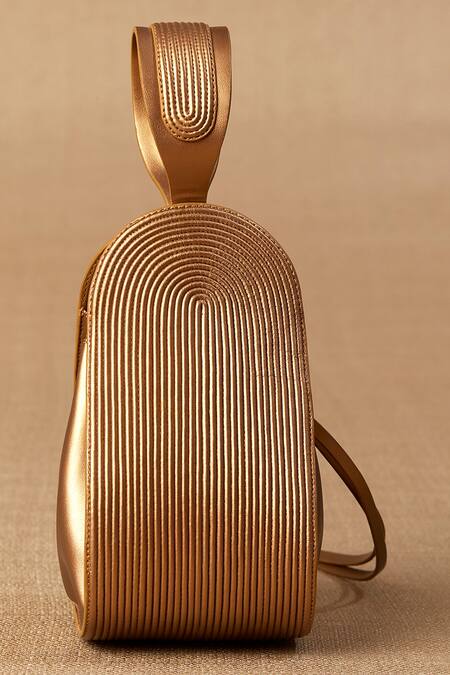 Shop Ampm Gold Crystals Nesara Structured Bucket Bag Online at Aza Fashions Shop_Ampm_Gold Crystals Nesara Structured Bucket Bag _Online_at_Aza_Fashions