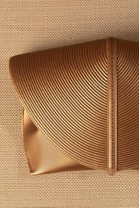 Ampm_Gold Myah Cord Work Mini Clutch _at_Aza_Fashions