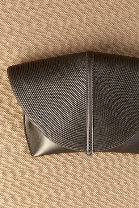 Buy_Ampm_Grey Cut Work Myah Cord Mini Clutch_Online_at_Aza_Fashions