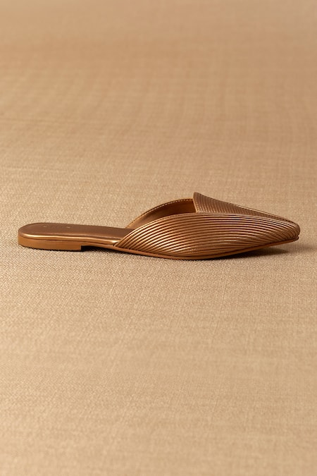 Ampm Gold Cord Work Scalloped Mules 