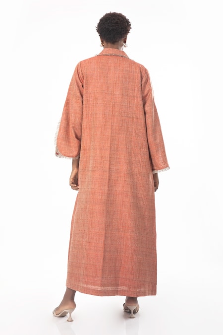 House Of Thl Rihana Frayed Jacket Abaya With Dress 