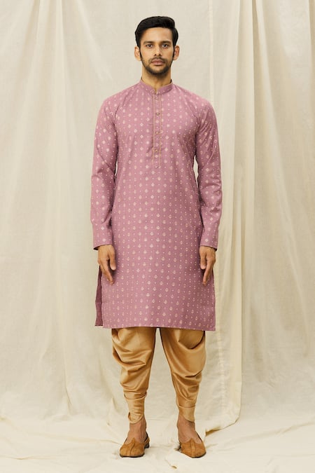 Arihant Rai Sinha Pink Handloom Cotton Digital Print Kurta Online at Aza Fashions Arihant Rai Sinha_Pink Handloom Cotton Digital Print Kurta _Online_at_Aza_Fashions
