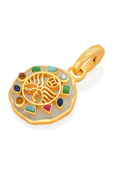 Isharya_Multi Color White Jade Gemini Zodiac Charm_Online_at_Aza_Fashions