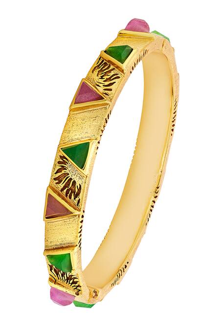 Buy_Isharya_Multi Color Green Jade Venus Cuff_Online_at_Aza_Fashions