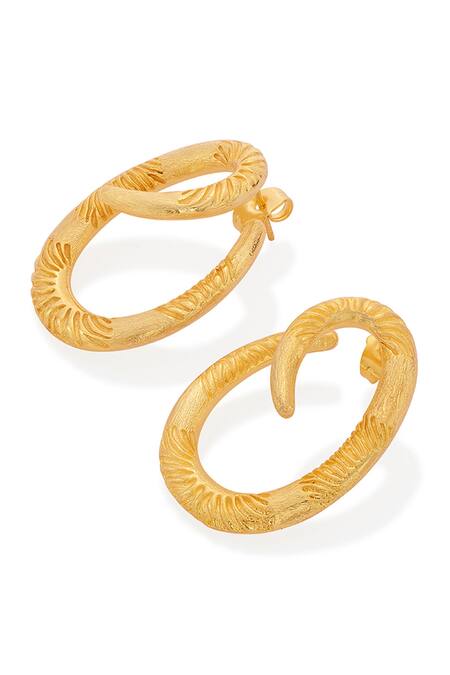 Isharya_Gold Plated Mamba Sculptural Earrings_Online_at_Aza_Fashions