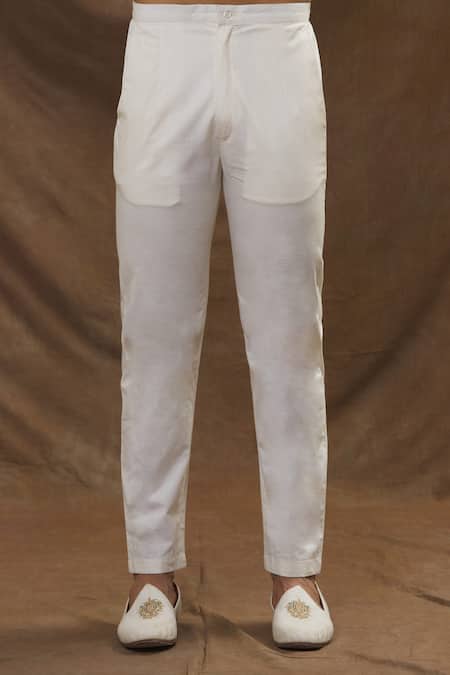 The MeN'S Kompany_Green Chanderi Silk Kurta And Pant Set  _at_Aza_Fashions