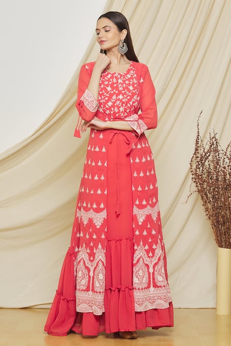 Jacket Style Light Purle Combination Georgette Long Anarkali Salwar Suit at  Rs 2399 | Designer Anarkali Suit | ID: 2850461092588