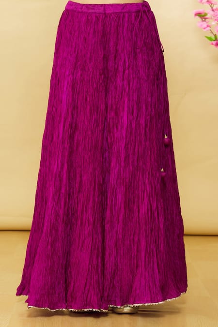 Shop_Surbhi Shah_Pink Organza, Spun Silk Bandhej, Floral Round Kurta And Lehenga Set_Online_at_Aza_Fashions