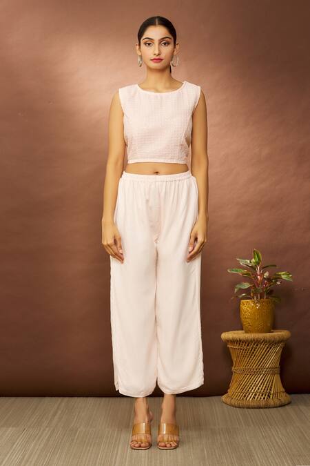 Samyukta Singhania Pink Georgette Embroidered Abstract Shirt Collar High-low With Pant Online at Aza Fashions Samyukta Singhania_Pink Georgette Embroidered Abstract Shirt Collar High-low With Pant _Online_at_Aza_Fashions