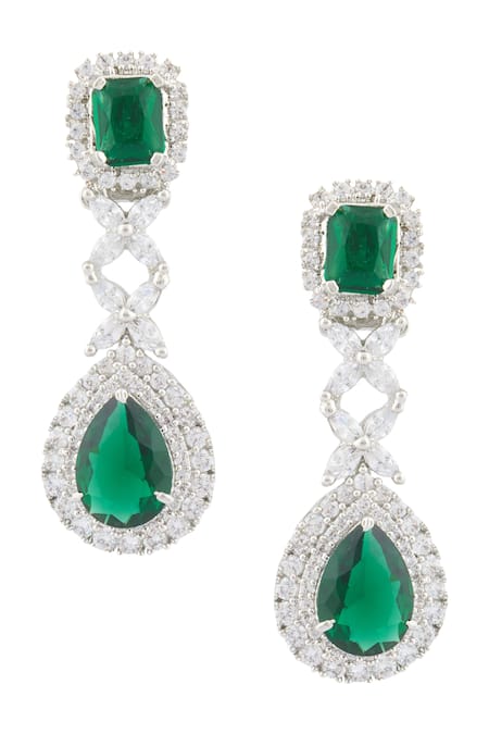 Saga Jewels_Green Stones Emerald Embellished Necklace Set_at_Aza_Fashions